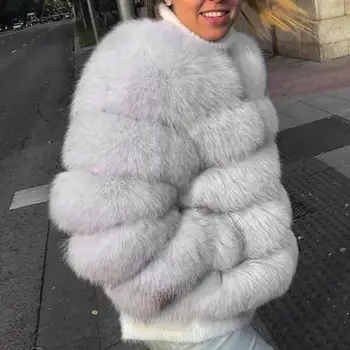 Женская куртка Элегантный однотонный искусственный мех Мягкая Модная удобная повседневная модная куртка из полиэстера для женщин