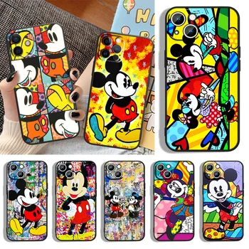Цветной чехол для телефона Disney Mickey для Apple iPhone 14 13 12 11 XS XR X 8 7 6 6S 5 5S SE Pro Max Plus mini Черная крышка