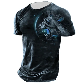 Летняя мужская футболка в стиле ретро с 3D-печатью, 3D-рубашка с короткими рукавами, большая уличная одежда с круглым вырезом,