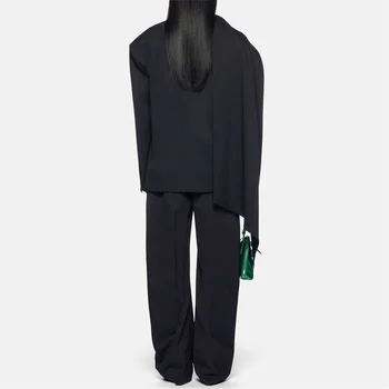 женский блейзер 2023 осень новая корейская мода женская куртка асимметричный большой имя с длинными рукавами топ повседневное пальто бесплатная доставка traf