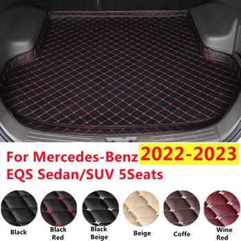 SJ Профессиональный коврик для багажника автомобиля Подходит для Mercedes-Benz EQS Sedan SUV XPE Кожаный хвостовой вкладыш Задняя грузовая подушка WaterProof High Side