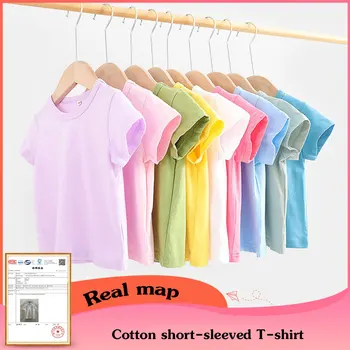 Новинка 16 цветов однотонная детская футболка для мальчиков и девочек хлопок лето детские топы футболки детские блузки одежда повседневная мода