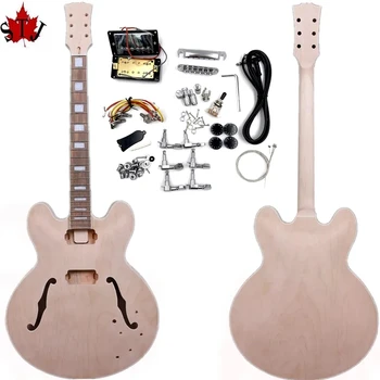 Незаконченная электрогитара 1 комплект гитары ES 335 кленовый гриф и корпус гитары,DIY полая электрогитара