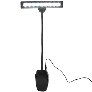 Зажим на световой подставке Светодиодный светильник Оркестр Пианино Клип Лампа Прикроватный ночник для домашнего офиса (без, черный)