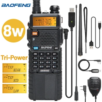 Baofeng UV-5R 8W 3800 Walkie Talkie Tri-Power Двухдиапазонный VHF UHF Портативный портативный CB Двусторонний радиолюбитель