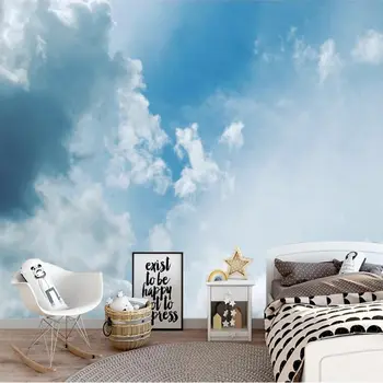 wellyu Пользовательские обои 3d красивые маленькие свежие голубое небо белое облако небо фон стены гостиной спальни фрески 3d фотообои