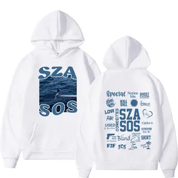 SZA Музыкальный альбом SOS Графическая толстовка с капюшоном Мужская винтажная пуловер оверсайз повседневная свободная готическая толстовка хип-хоп уличная толстовка с капюшоном