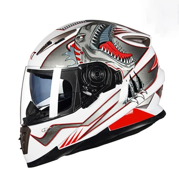 Бесплатная доставка Full Face Racing Мотоциклетный шлем Двойной объектив Внутренний солнцезащитный козырек Casco Motobike Casque Moto Capacete Kask Helm DOT