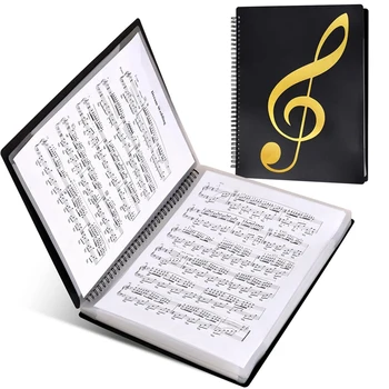 Папка для нот, 60 страниц, ноты/держатель, подходит для формата письма A4, записываемая и съемная папка для хора (черная)