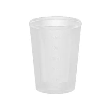 ADWE 10 шт. Пластиковые мерные стаканчики Чашка для смешивания 50 мл со шкалой для измерения жидкости краски Школьные лаборатории Эксперименты Расходные материалы