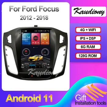 Kaudiony Android 11 Для Ford Focus Авто DVD Мультимедийный плеер Авто Радио Авто GPS Навигация 4G DSP Стерео WIFI 2012-2018